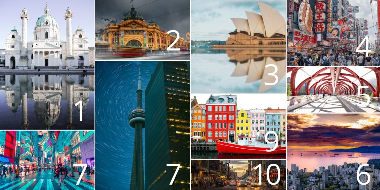 50 top cities to live in based on the global liveability index, 2018.